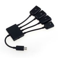 ™№ E5 Black 4 Port Micro USB Power Charging OTG HUB Cable For Smartphone Table