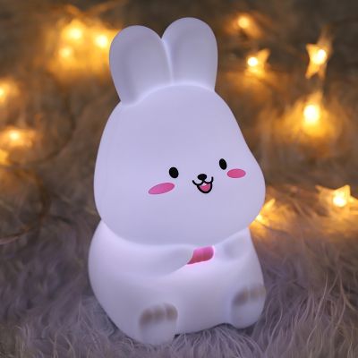 LED Night Light Cute Rabbit Clap 7 Color Silicone Pat Bedroom Table Lamp For Baby Kids Christmas Gift Dropship Night Lights
