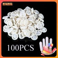 NUNU 100PCS กันลื่น น้ำยาง เครื่องมือทำเล็บ ปลอกนิ้ว ถุงมือยาง เตียงเด็ก ถุงมือป้องกัน