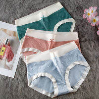 3ชิ้นล็อตผู้หญิงกางเกงผ้าฝ้ายลูกอมสี underpanties สบายที่มีคุณภาพสูงกลางเอวระบายอากาศกางเกง M-XXL