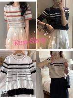 ?Kim-shop*?พร้อมส่ง*เสื้อไหมพรม ลายทาง งานหรูดูดีมาก แป๊ะแป๊ะจ้า