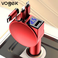 Vogek 3-in-1 Car Charger 60W Super Fast Charging for Samsung with escopic Charging Cables and Adapters