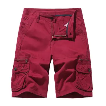 Men Shorts /Cargo Pants Solid Color Multi-pocket Straight Bermudas