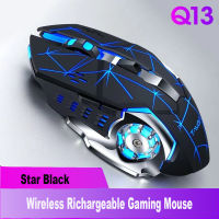 Q13 Wireless Mouse Rechargeable Silent Ergonomic Gaming Mice 6 Keys Rgb Backlight 2400 Dpi For Laptop Computer Pro Gamer