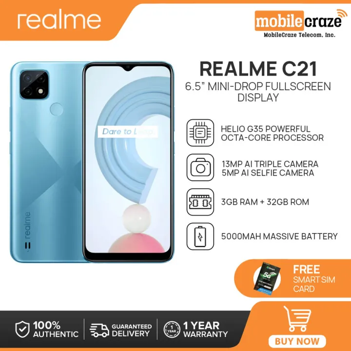 Realme C21 Smartphone | 3GB RAM+32GB ROM | 6.5'' Mini-drop Fullscreen ...