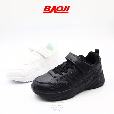 BAOJI ของแท้ 100% รองเท้านักเรียนเด็ก รองเท้าพละเด็ก รองเท้าวิ่ง พื้นโฟมนุ่ม รุ่น BJK115 (ดำ/ ขาว) ไซส์ 32-36