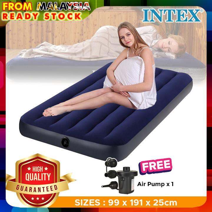 INTEX 64757 0.99 Meter Inflatable Air Bed Mattress Single Size With 2