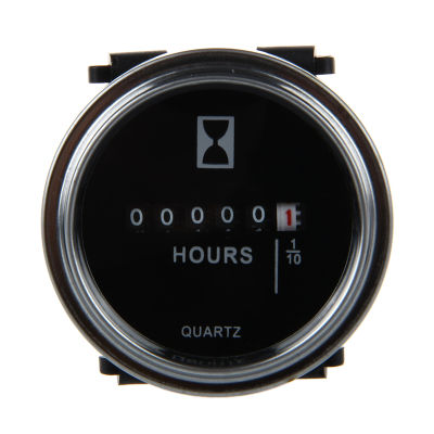 Hour Meter 6 to 80 Volts DC - Round Silvery Trim Ring