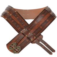 Viking Belt Knight Belt Cosplay Parties Retro Style Cosplay Prop PU Leather Armor Belt Game Party Rivet Medieval Belt Dark Brown Belts