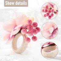 Flower Napkin Rings 6Pcs, Napkin Rings Holder, Spring Floral Serviette Buckles Holder Table Decorations