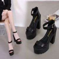 Womens Ankle Strap Sandals Block Platform High Heel Peep toe Party Evening Shoes