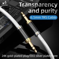 ATAUDIO HIFI OCC ชุบเงินคู่6.5TRS สายบันทึกเสียงสายเคเบิลผสมแป้นพิมพ์อิเล็กทรอนิกส์ตัวผู้ไปยังตัวผู้ขนาด6.5มม.