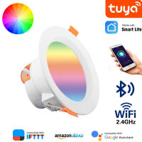 Tuya LED Downlight โคมไฟเพดาน LED Spot Smart Life APP Dimming RGB CW WW โคมไฟควบคุมเสียงสำหรับ Alexa Need Gateway