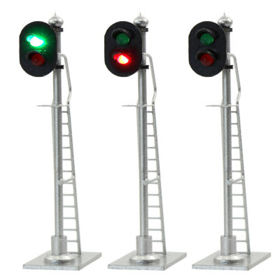 JTD873GR 3pcs Model Railway HO Scale Traffic Signal 2-Lights Green Red Block Light 6cm