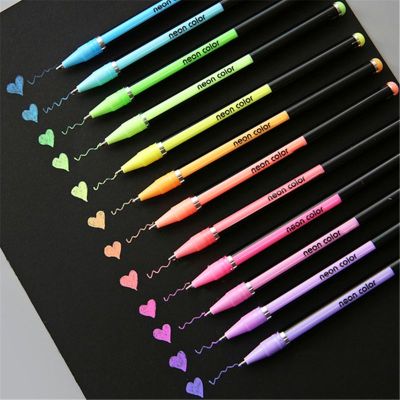 C5AB 48 ColorsSet Gel Pen Metallic Marker Pens Neon Color Sketch Pen Creative Ballpoint Pen Highlighter Material Escolar