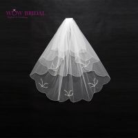 Wowbridal Graceful Bridesmaid Wedding Veil 2021 Simple-Desiged Two-Layer Beaded Edge Organza Bridal Accessories Hair Accessories