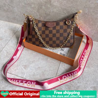 【พร้อมกล่อง】 Lv กระเป๋าถือสลิงกระเป๋าสำหรับผู้หญิงในการขายเดิมหนัง PU ตัวอักษรพิมพ์ซิปสีน้ำตาลตารางข้ามร่างกายกระเป๋าสะพาย2022ใหม่แท้คลาสสิกแฟชั่นผู้หญิงขนาดใหญ่จับกระเป๋าโทรศัพท์มือถือกระเป๋า Messenger กระเป๋าเหมาะสำหรับการช้อปปิ้งงานเลี้ยงการเดินทาง