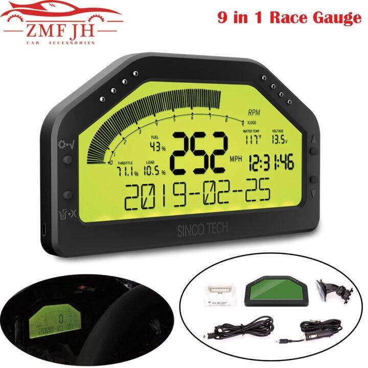9 in 1 Race MultiFunction Dashboard Race Dash Panels OBD2 Gauge