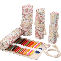 12/24/36/48/72 Hole Colorful Cloth Pencil Case Stationery Pencil Storage Bag Pencil roll School Student Supplies Paint Brush Bag Pencil Cases Boxes