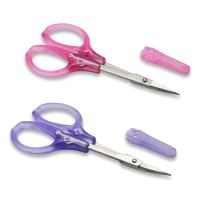 Stainless Steel Curved Straight Makeup Grooming Scissor Set with Safety Cover for Trimming Shaping Eyelash Extensions Eyebrow