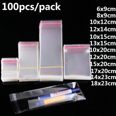 【COD&amp;Ready Stock】100pcs Transparent Self Adhesive Seal Bags OPP Plastic Cellophane Bags Gifts Candy Bag &amp; Pouch Jewelry Packaging Bag