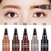 พร้อมส่ง!!! ดินสอเขียนคิ้วแบบสองหัวกันน้ำ เขียนคิ้ว 3D 4 แฉก กันน้ำ 5 เฉดสี MADIELI Eyebrow Contouring