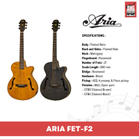 ARIA FET-F2 กีตาร์โปร่งไฟฟ้า แบรนด์ญี่ปุ่น เสียงดี ก้องกังวาน ลายไม้สวย Electric Acoustic Guitar