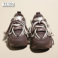 KINEO รองเท้ากีฬาวิ่งสตรีทแบบผูกเชือก Comfort รองเท้าคุณพ่อเดินแฟชั่นน้ำหนักเบารองเท้าเทนนิสรองเท้าผ้าใบตาข่ายระบายอากาศพื้นหนา