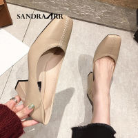 SANDRA JRR Spring New Leather Heels Shoes 7 CM Fashion High Chunky Heel Party Office OL Pumps