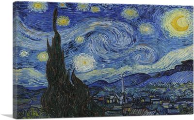 สี่เหลี่ยมผืนผ้าคืนดาวรูปภาพพิมพ์บนผ้าใบโดย Vincent Van Gogh X ลึก