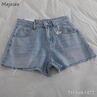 【hot】✜  Shorts Denim Distressed Frayed All-match Minimalist Korean Fashion Hot Waist New