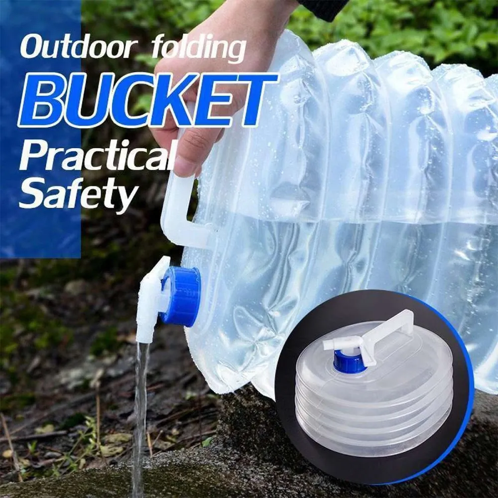 Folding Drinking Water Bucket Camping Hiking Container Storage Bag 10L Practical