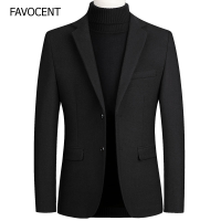 ❈☞ hnf531 FAVOCENT สูทผู้ชายชายหนึ่งชิ้น Blazer Top ผสมผ้าขนสัตว์ชุดลำลองเสื้อทึบปุ่มสองปุ่ม