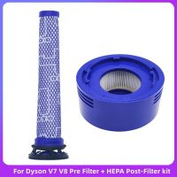 แผ่นกรองก่อน + แผ่นกรอง HEPA หลังชุดตัวกรองสำหรับ V7 V8 Dyson อะไหล่เครื่องดูดฝุ่นก่อนแผ่นกรองและหลังการอุปกรณ์เสริมตัวกรอง