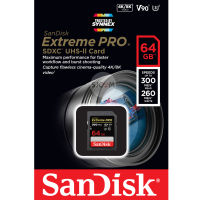 SanDisk Extreme PRO SDXC UHS-II Cards ความจุ 64 GB ความเร็ว 300 MB/S (SDSDXDK-064G-GN4IN) เมมโมรี่ การ์ด แซนดิส สำหรับกล้อง กล้องDSLR กล้องถ่ายภาพ กล้องถ่ายรูป รับประกัน Lifetime ปี โดย Synnex (สีดำ)