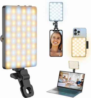 Youlisn Selfie Light for Phone, 60 LED Phone Light with Rechargeable Clip and Adjusted 3 Light Modes, 2000mAh Video Light for Phone iPad, Laptop, Makeup, TikTok, Selfie, Vlog, Video Conference Black