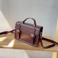 กระเป๋าถือสตรี Vintage กระเป๋าถือขนาดเล็กหญิงกระเป๋าไหล่กระเป๋า Pu สุภาพสตรี Totes Messenger กระเป๋า Bolsas Femininas สีน้ำตาล Satchels