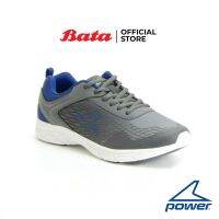 v09 รองเท้าผู้ชาย รองเท้าผ้าใบชาย Bata POWER-MENS รองเท้ากีฬาสำหรับผู้ชาย RUNNING แบบเชือก สำหรับวิ่ง สีเทา รหัส 8382458 Mensneaker