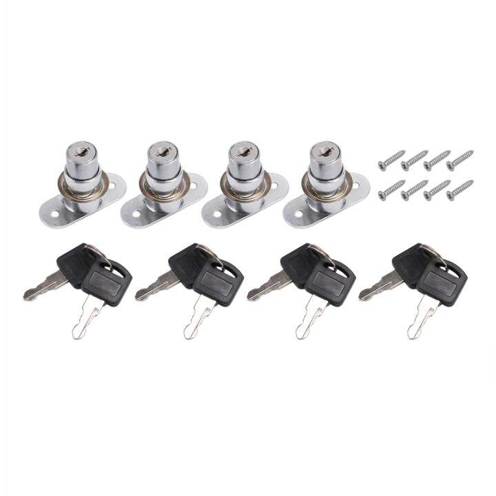 GXXMEI 4PCS Drawer Desk Wardrobe Cabinet Push Plunger Lock With 1pc Slotted Screwdriver, 3/4" Cylinder Diameter 7/8" Cylinder Length, Zinc Alloy