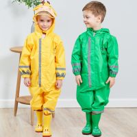 Hooded Kids Raincoat High Visibility Reflective Rainsuit  Rainwear Breathable Raincoat For Children 0.9-1.35M Boy Girl Students