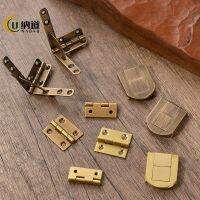 [COD] copper 1 inch hinge hardware folding hidden 95 degree seven-character wooden box lock buckle gift