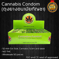 ส่งไว! 50 pieces Pack Cannadom  ถุงยางอนามัยกันJา Single Pack of - Green condoms with Plant odor and flavour. With extra non spermicidal lubricant. Made of natural latex ส่งจากกทม.