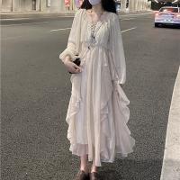 Sling dress female autumn 2021 new French first love bellflower fairy skirt design sense niche long skirt