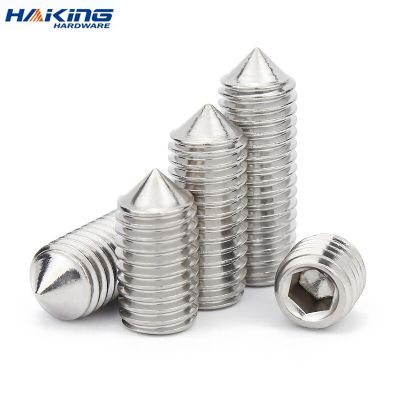 10pcs/lot Hex hexagon socket set screw cone point grub screw M2 M2.5 M3 M4 M5 M6 M8 M10 M12 304 Stainless Steel DIN914 Nails Screws Fasteners