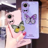 {Taoyitao เคส} NOVA 10SE กลิตเตอร์ด้ามจับลายผีเสื้อเคสสำหรับหัวเหว่ย Nova 10 SE 7i 8i 5T 9 Se PRo Nova10คลุมขาตั้งโทรศัพท์กันกระแทก