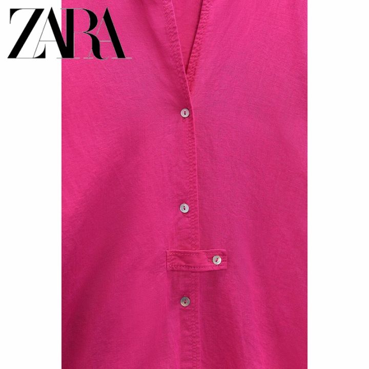 zara-ชุดเดรส-ผ้าลินิน-สีพื้น-vd