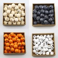 【YF】♙◑№  20pcs 20mm Wood Beads Pumpkin Web Custom Crafts Kid Jewelry Accessories