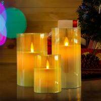 LED Flameless Candles Flickering Wick Effect Glass Candle with Cycling Timer Home Festival Wedding Party Kitchen Ligting