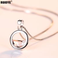 925 Sterling Silver Necklace Pendant Crystal Round Design Pendant For Women Korea Silver Jewelry New