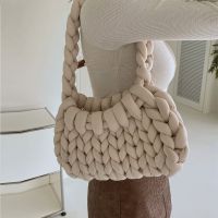 ZZOOI Casual Crochet Women Shoulder Bags Knitted Lady Handbags Handmade Woven Cute Small Tote Bag Trend Female Purses 2022 Winter